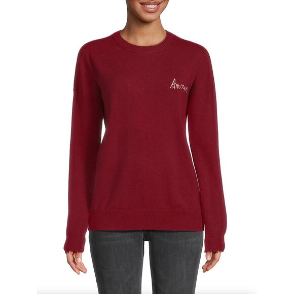 ZADIG & VOLTAIRE Gaby Amour Sweater Wool Cashmere Red Wine Sz S {G19} - Picture 2 of 6